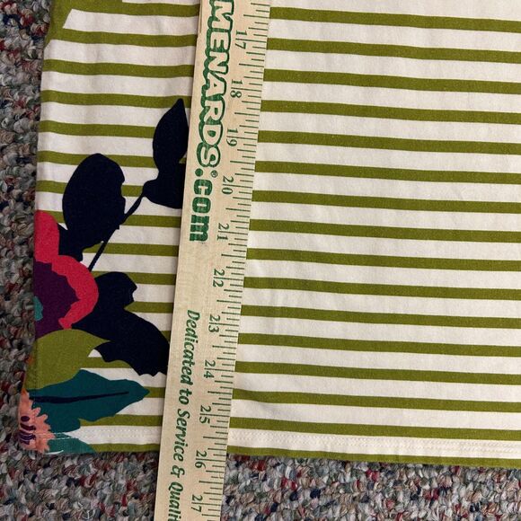 Spartina 449 Shelter Cove Arden Cream Multi Floral Olive Stripe SS T-Shirt Sz L - Picture 11 of 11